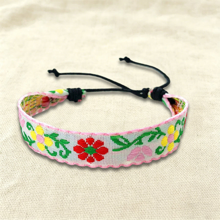 Bracciale intrecciato regolabile Olivenorma, stile boho casual, adatto per tutti i giorni. - Floreale rosa - image 4