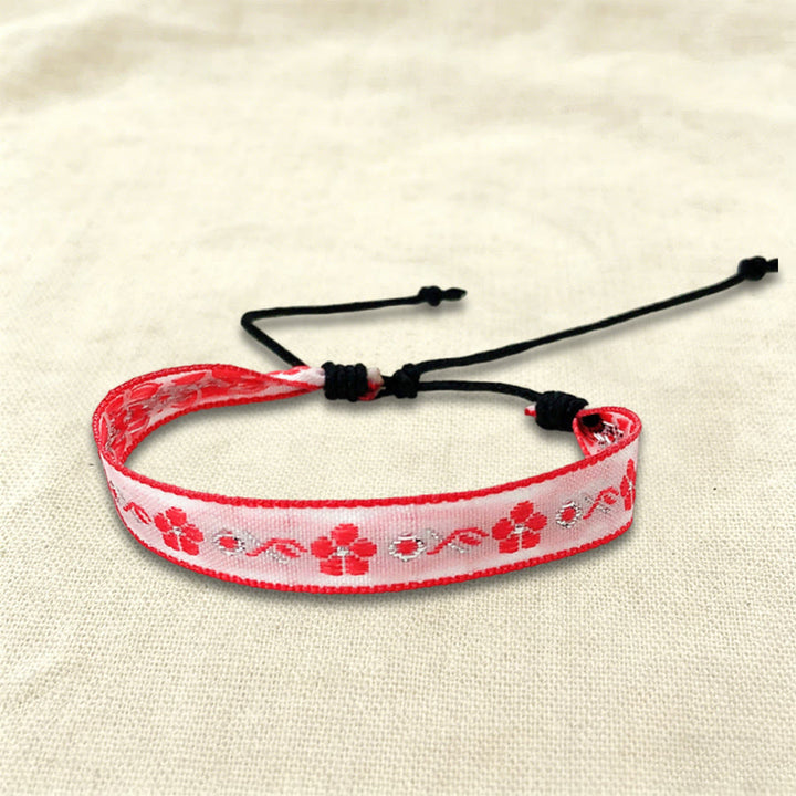 Bracciale intrecciato regolabile Olivenorma, stile boho casual, adatto per tutti i giorni. - Floreale rosso e rosa - image 22