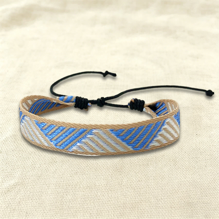 Bracciale intrecciato regolabile Olivenorma, stile boho casual, adatto per tutti i giorni. - Chevron blu - image 28