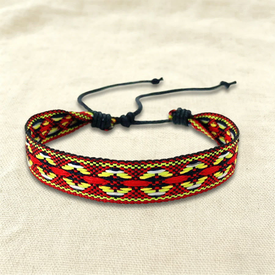 Bracciale intrecciato regolabile Olivenorma, stile boho casual, adatto per tutti i giorni. - Azteco Rosso - image 32