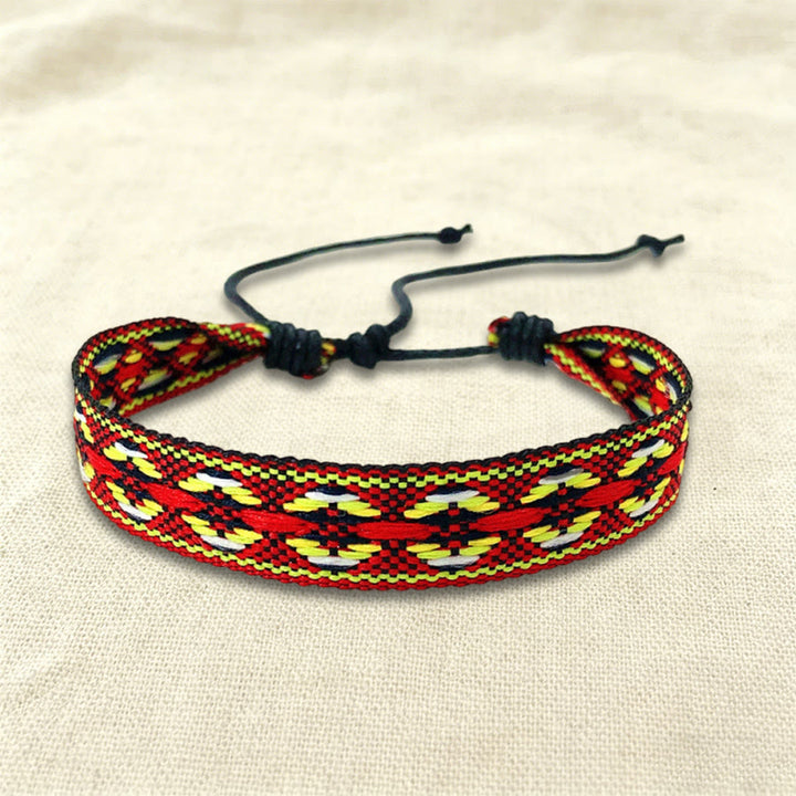 Bracciale intrecciato regolabile Olivenorma, stile boho casual, adatto per tutti i giorni. - Azteco Rosso - image 32