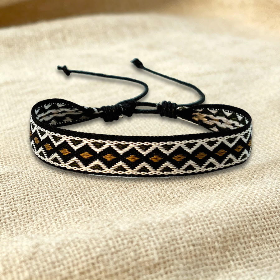 Braccialetto dell'amicizia intrecciato regolabile Olivenorma con motivo tribale multicolore - Tribale Nero Marrone - image 3