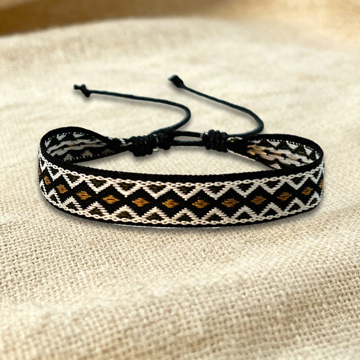 Braccialetto dell'amicizia intrecciato regolabile Olivenorma con motivo tribale multicolore - Tribale Nero Marrone - image 3