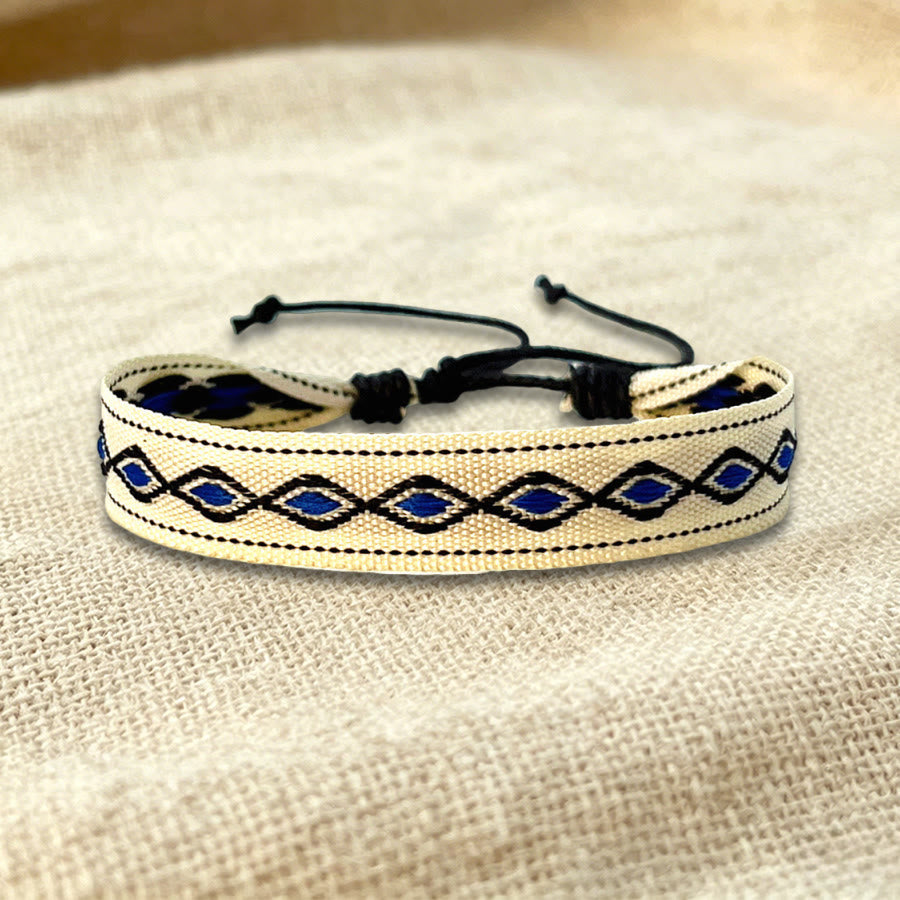Braccialetto dell'amicizia intrecciato regolabile Olivenorma con motivo tribale multicolore - Diamante Blu Beige - image 34