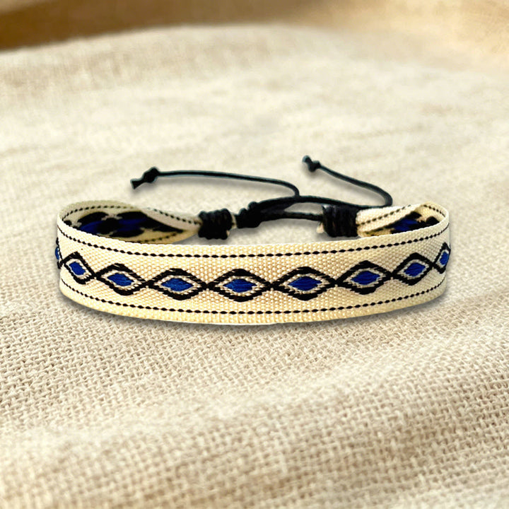 Braccialetto dell'amicizia intrecciato regolabile Olivenorma con motivo tribale multicolore - Diamante Blu Beige - image 34