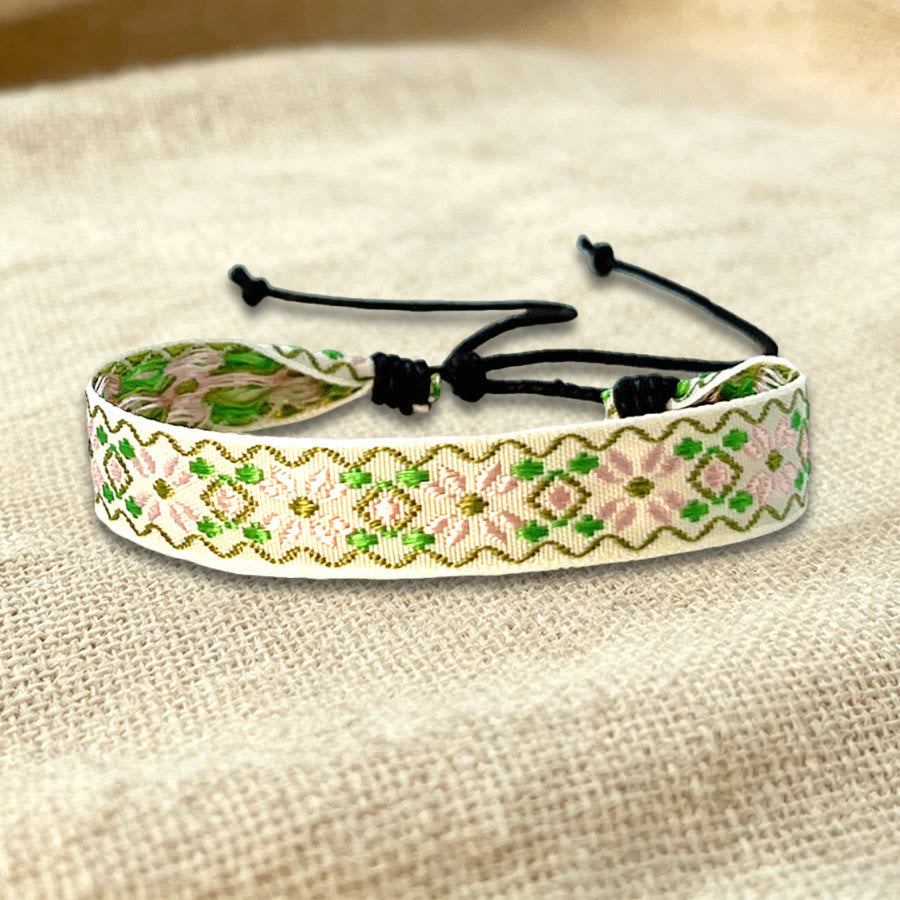Braccialetto dell'amicizia intrecciato regolabile Olivenorma con motivo tribale multicolore - Diamante Verde Beige - image 23