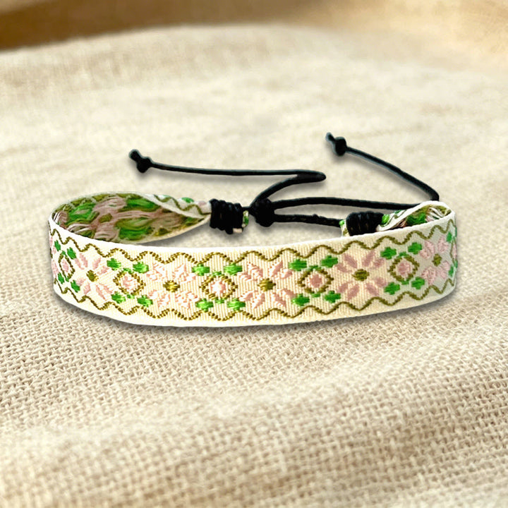 Braccialetto dell'amicizia intrecciato regolabile Olivenorma con motivo tribale multicolore - Diamante Verde Beige - image 23