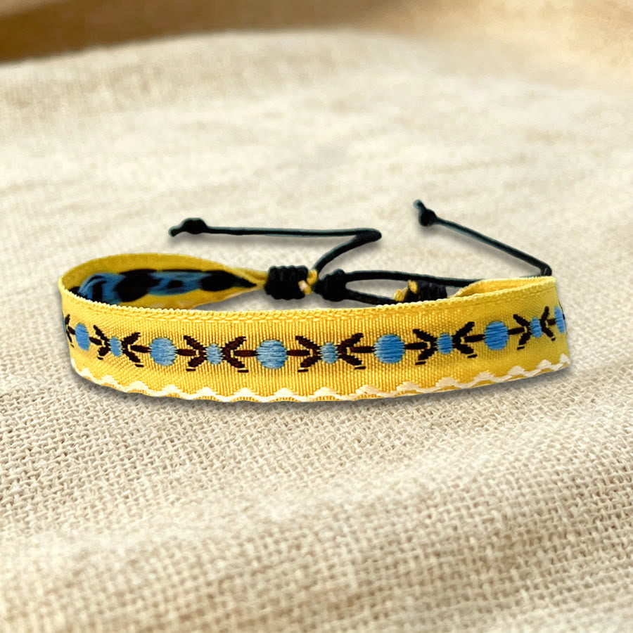 Braccialetto dell'amicizia intrecciato regolabile Olivenorma con motivo tribale multicolore - Tribale Giallo Blu - image 29