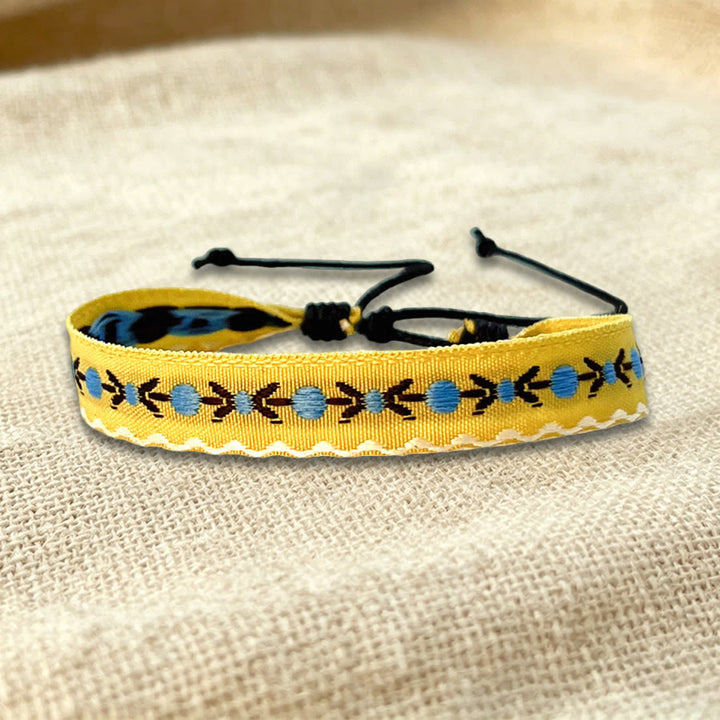 Braccialetto dell'amicizia intrecciato regolabile Olivenorma con motivo tribale multicolore - Tribale Giallo Blu - image 29