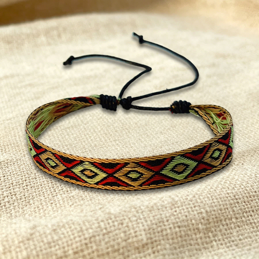 Braccialetto dell'amicizia intrecciato regolabile Olivenorma con motivo tribale multicolore - Azteco multicolore - image 31