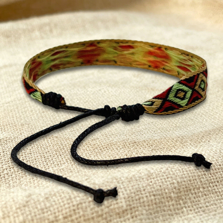 Braccialetto dell'amicizia intrecciato regolabile Olivenorma con motivo tribale multicolore - image 32