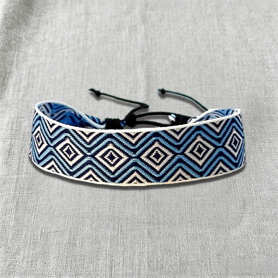 Bracciale etnico intrecciato a mano con motivo tribale decorato Olivenorma - Diamante Blu - image 12