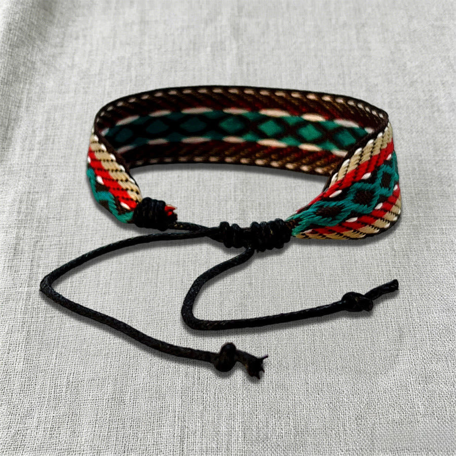 Bracciale etnico intrecciato a mano con motivo tribale decorato Olivenorma - image 7