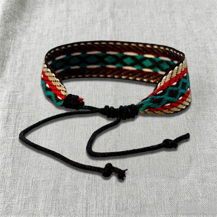 Bracciale etnico intrecciato a mano con motivo tribale decorato Olivenorma - image 7