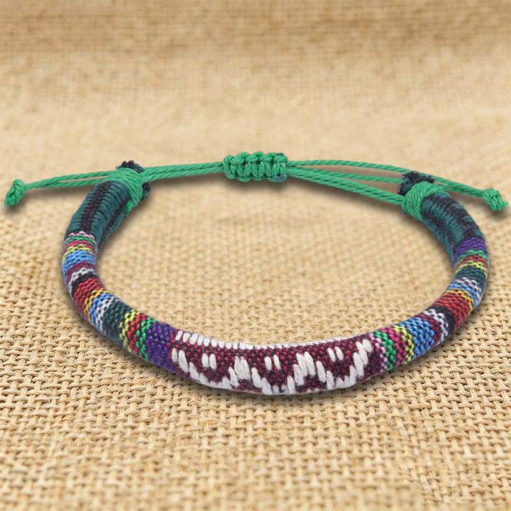 Braccialetto dell'amicizia intrecciato a mano in filo di cotone con motivo etnico bohémien Olivenorma - Zigzag color verde acqua - image 10