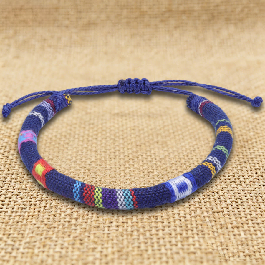 Braccialetto dell'amicizia intrecciato a mano in filo di cotone con motivo etnico bohémien Olivenorma - Azteco della Marina - image 11
