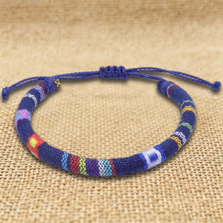 Braccialetto dell'amicizia intrecciato a mano in filo di cotone con motivo etnico bohémien Olivenorma - Azteco della Marina - image 11