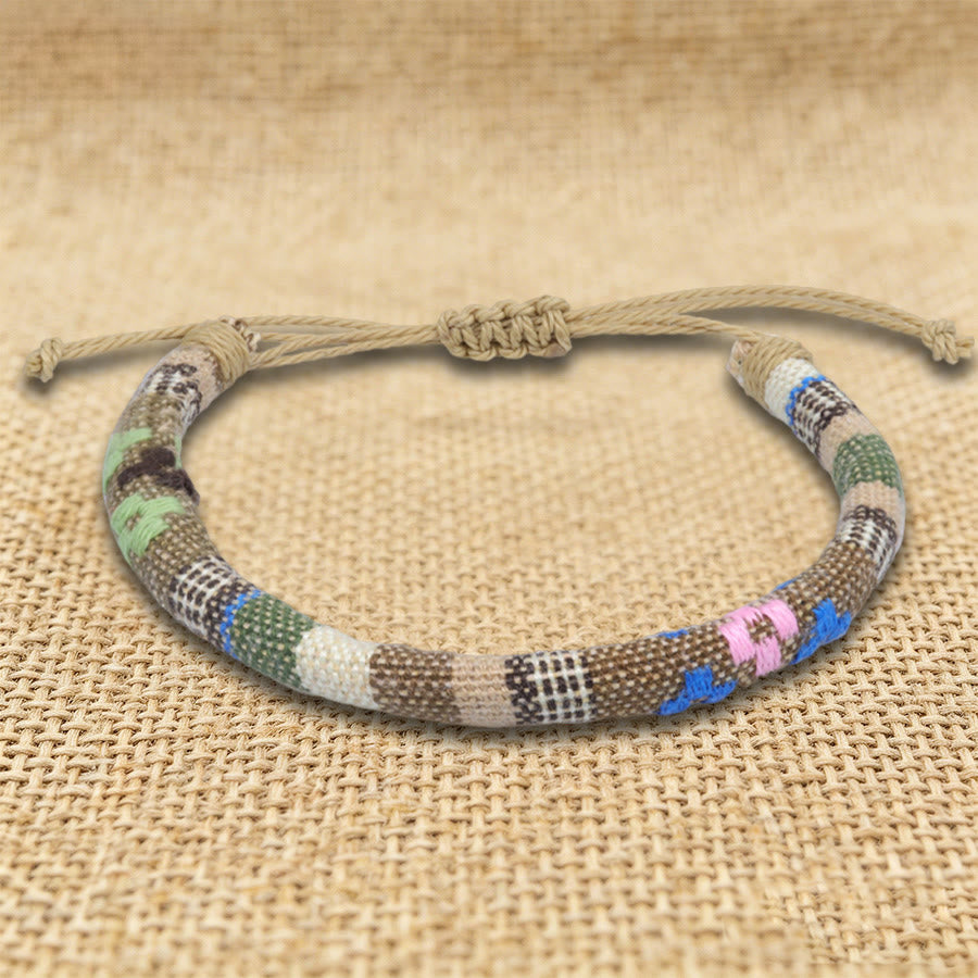 Braccialetto dell'amicizia intrecciato a mano in filo di cotone con motivo etnico bohémien Olivenorma - Tribale Beige - image 12