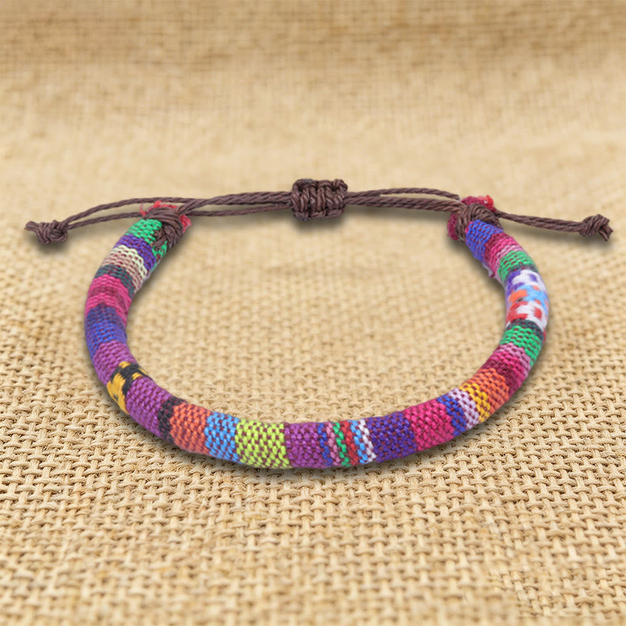Braccialetto dell'amicizia intrecciato a mano in filo di cotone con motivo etnico bohémien Olivenorma - Marrone etnico - image 19