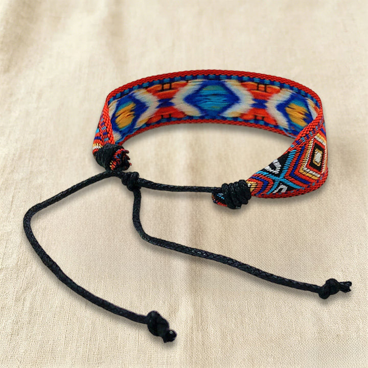 Bracciale intrecciato regolabile con nodo, motivo etnico tribale geometrico Olivenorma , perfetto per tutti i giorni e per le feste. - image 3