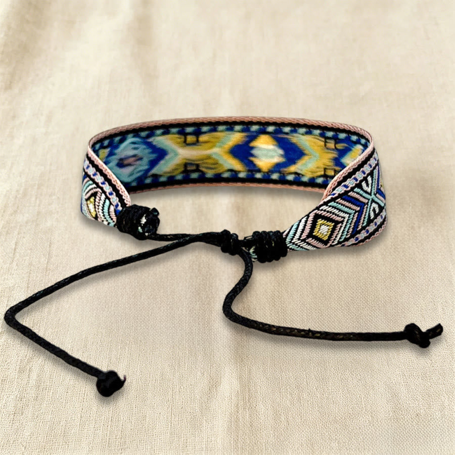Bracciale intrecciato regolabile con nodo, motivo etnico tribale geometrico Olivenorma , perfetto per tutti i giorni e per le feste. - image 5