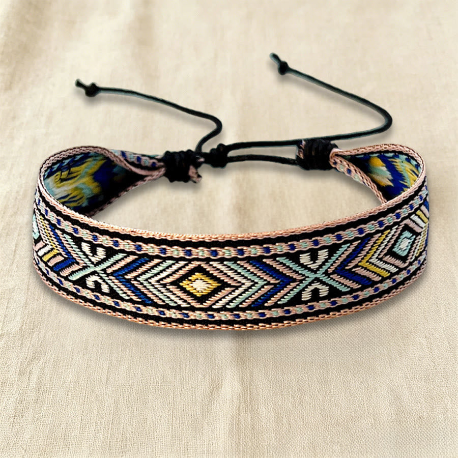 Bracciale intrecciato regolabile con nodo, motivo etnico tribale geometrico Olivenorma , perfetto per tutti i giorni e per le feste. - Geometrico color cuoio - image 4