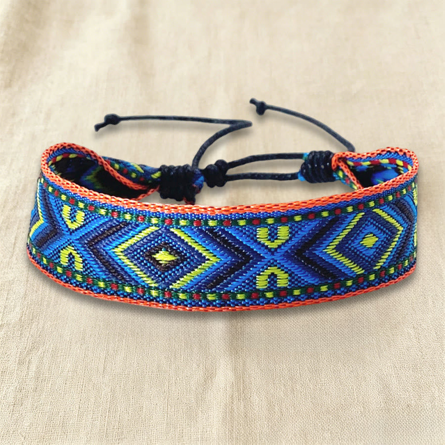 Bracciale intrecciato regolabile con nodo, motivo etnico tribale geometrico Olivenorma , perfetto per tutti i giorni e per le feste. - Atmosfera azzurra - image 10