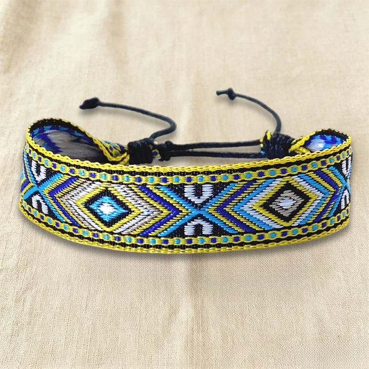 Bracciale intrecciato regolabile con nodo, motivo etnico tribale geometrico Olivenorma , perfetto per tutti i giorni e per le feste. - Chevron a raggiera - image 18