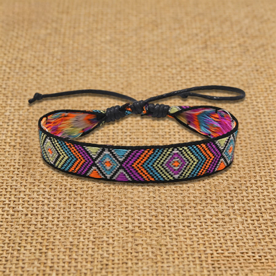 Braccialetto dell'amicizia intrecciato Olivenorma, etnico, azteco, geometrico, con nodo scorrevole e motivo intrecciato. - Tessitura multicolore - image 5