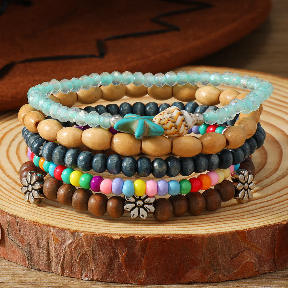 Braccialetto etnico boho Olivenorma impilabile multistrato con ciondoli a piuma fatti a mano - Arcobaleno Turchese - image 38
