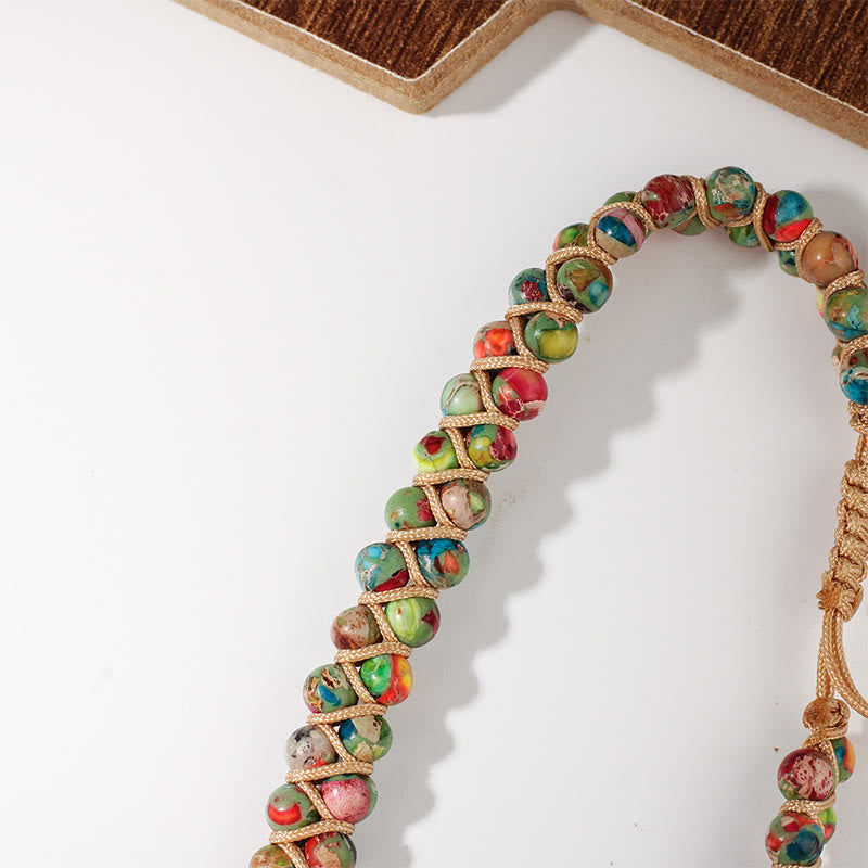 Bracciale Olivenorma con coulisse regolabile, intrecciato a mano e decorato con perline. - image 18