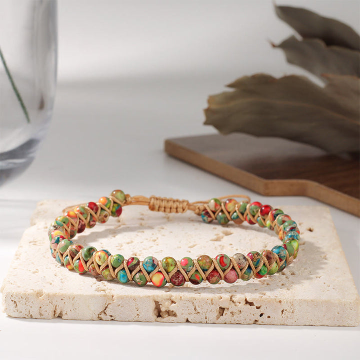 Bracciale Olivenorma con coulisse regolabile, intrecciato a mano e decorato con perline. - image 19