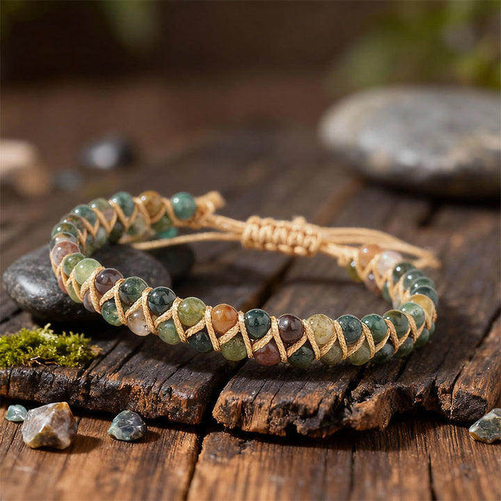 Bracciale Olivenorma con coulisse regolabile, intrecciato a mano e decorato con perline. - image 1