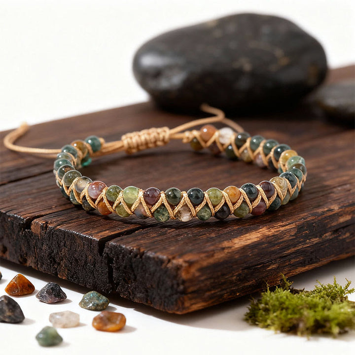 Bracciale Olivenorma con coulisse regolabile, intrecciato a mano e decorato con perline. - image 2