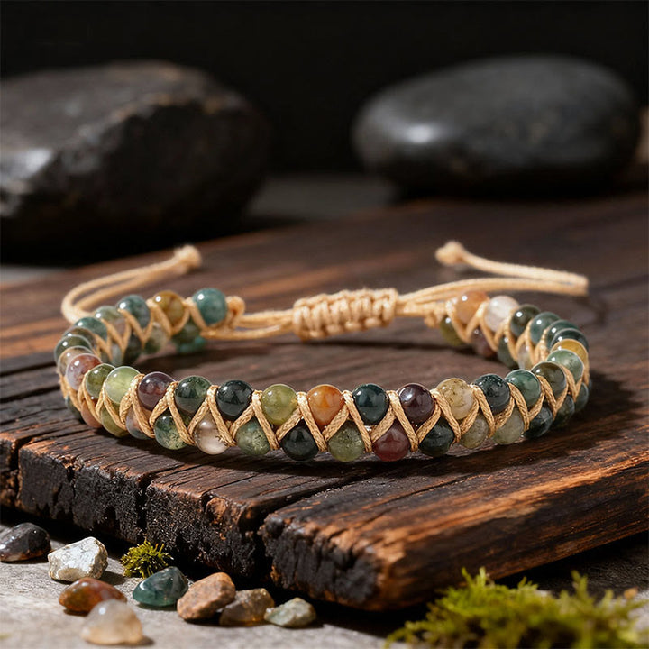 Bracciale Olivenorma con coulisse regolabile, intrecciato a mano e decorato con perline. - image 3
