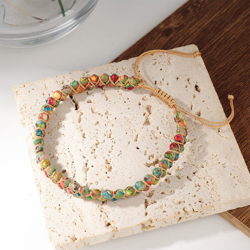 Bracciale Olivenorma con coulisse regolabile, intrecciato a mano e decorato con perline. - image 13