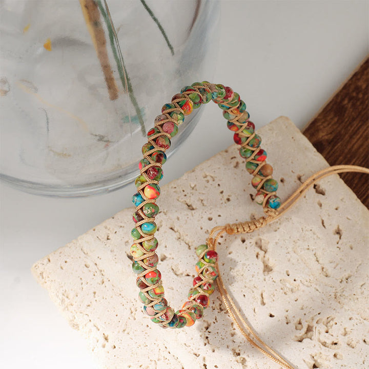Bracciale Olivenorma con coulisse regolabile, intrecciato a mano e decorato con perline. - image 16