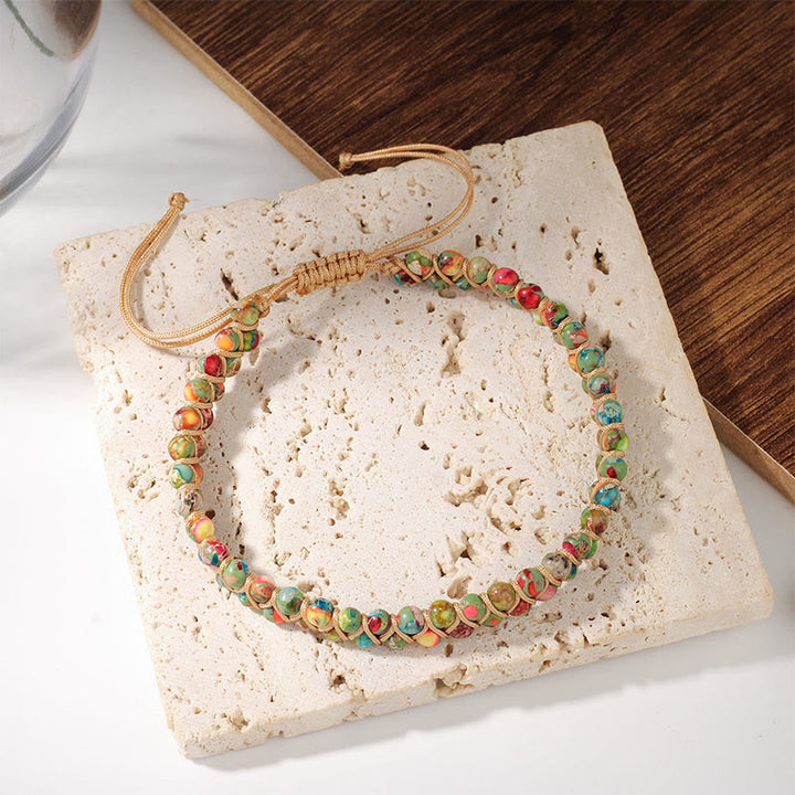 Bracciale Olivenorma con coulisse regolabile, intrecciato a mano e decorato con perline. - image 11