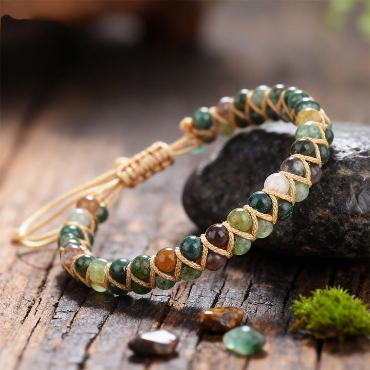 Bracciale Olivenorma con coulisse regolabile, intrecciato a mano e decorato con perline. - image 5
