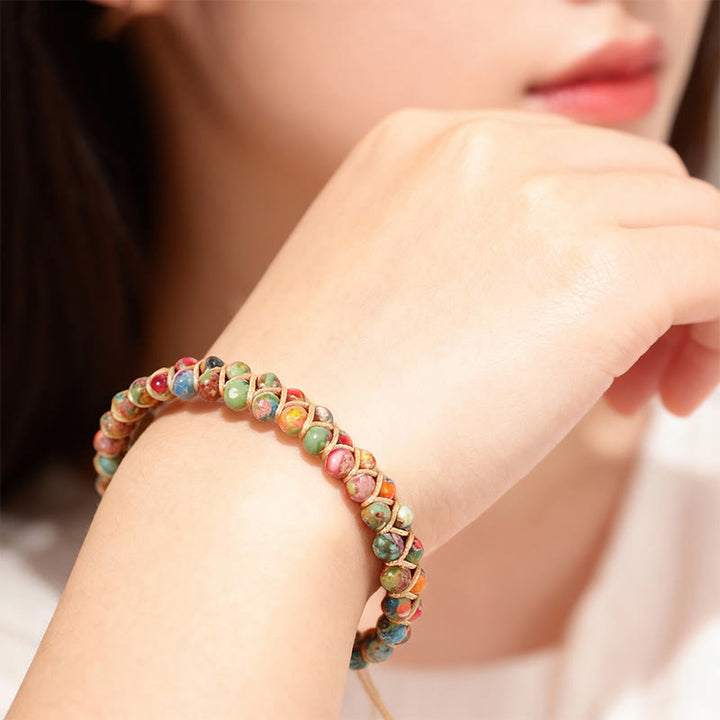 Bracciale Olivenorma con coulisse regolabile, intrecciato a mano e decorato con perline. - image 17