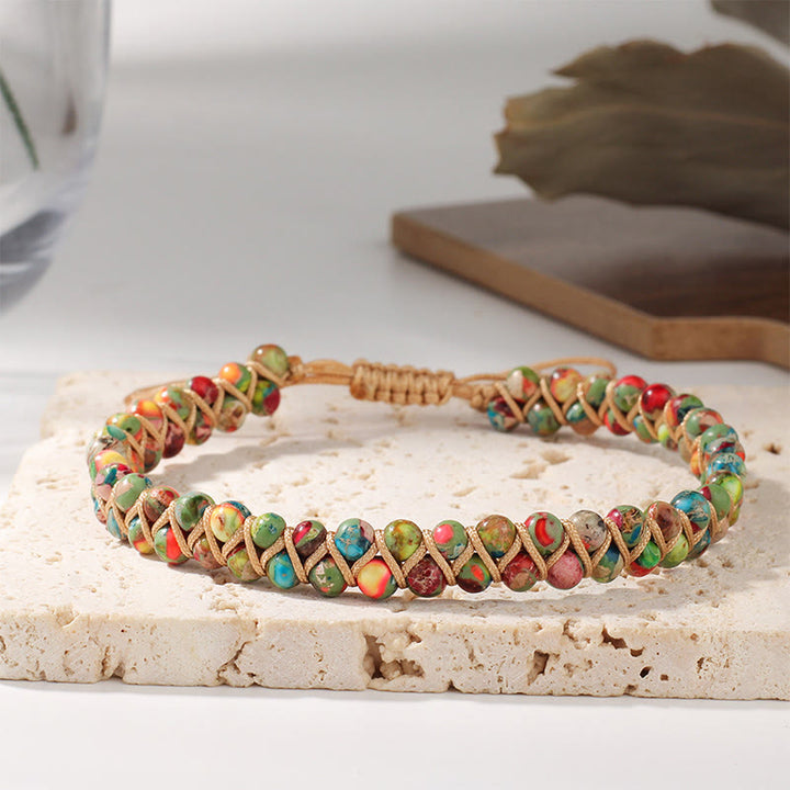 Bracciale Olivenorma con coulisse regolabile, intrecciato a mano e decorato con perline. - image 15
