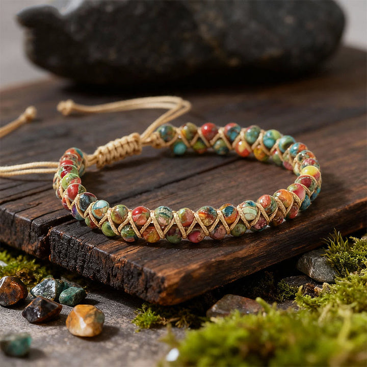 Bracciale Olivenorma con coulisse regolabile, intrecciato a mano e decorato con perline. - image 8