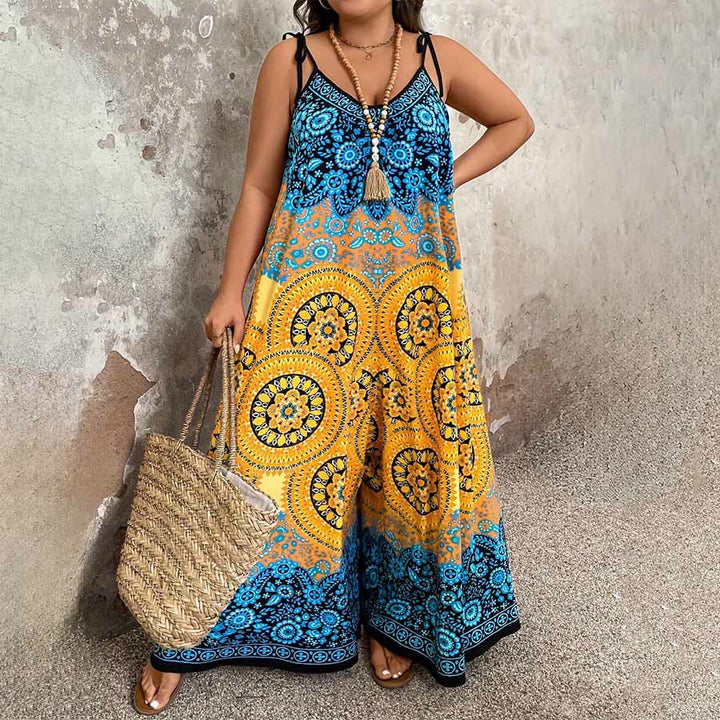 Completo da donna Olivenorma con stampa floreale vintage e medaglione, spalline sottili e gamba larga. - image 11