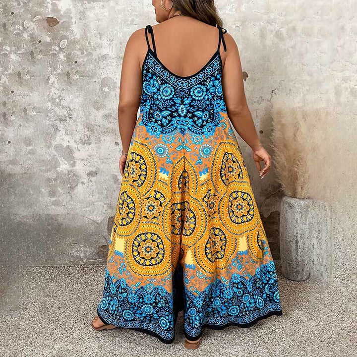 Completo da donna Olivenorma con stampa floreale vintage e medaglione, spalline sottili e gamba larga. - image 13