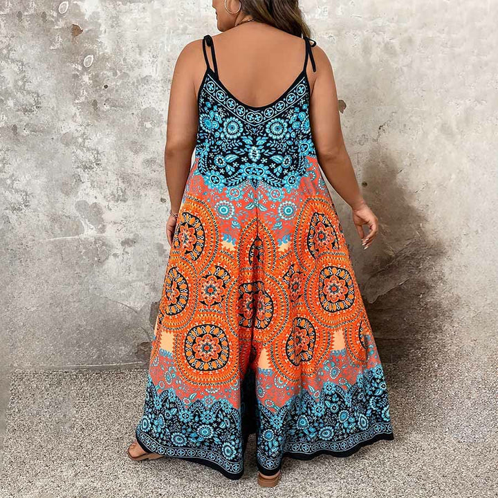 Completo da donna Olivenorma con stampa floreale vintage e medaglione, spalline sottili e gamba larga. - image 9