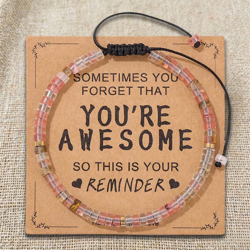 Braccialetto regolabile fatto a mano con perline e promemoria motivazionale Olivenorma " SEI FANTASTICO" - Opale rosa - image 12