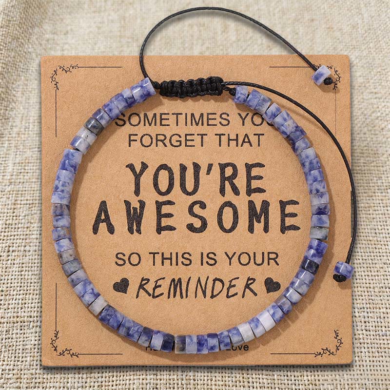 Braccialetto regolabile fatto a mano con perline e promemoria motivazionale Olivenorma " SEI FANTASTICO" - Sodalite - image 17