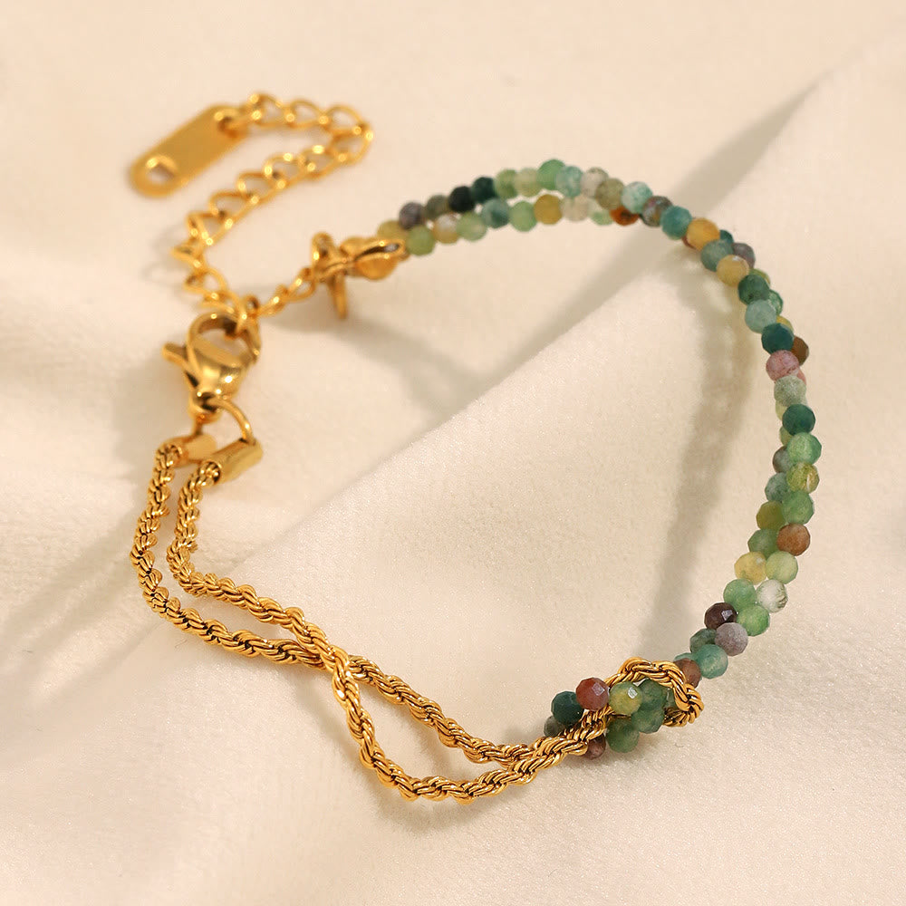 Bracciale Olivenorma con catena a doppio strato regolabile e perline - image 0