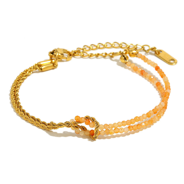 Bracciale Olivenorma con catena a doppio strato regolabile e perline - Citrino - image 6