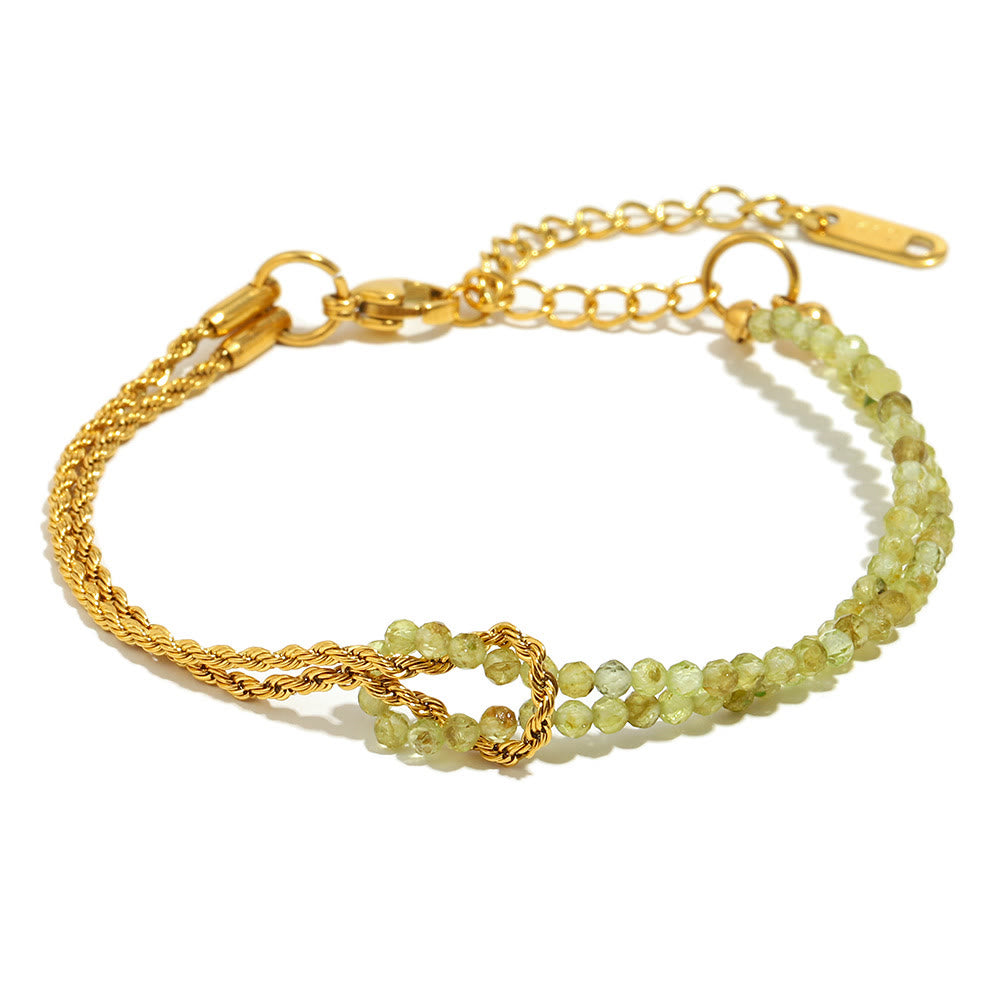 Bracciale Olivenorma con catena a doppio strato regolabile e perline - Peridoto - image 14